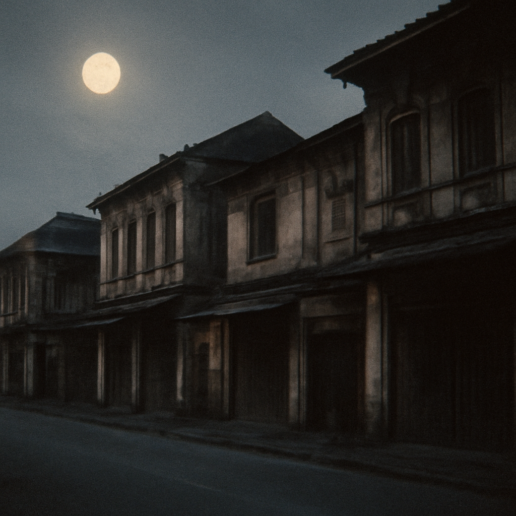 Charoen Krung's Fading Shophouse Whispers Under Moonlight