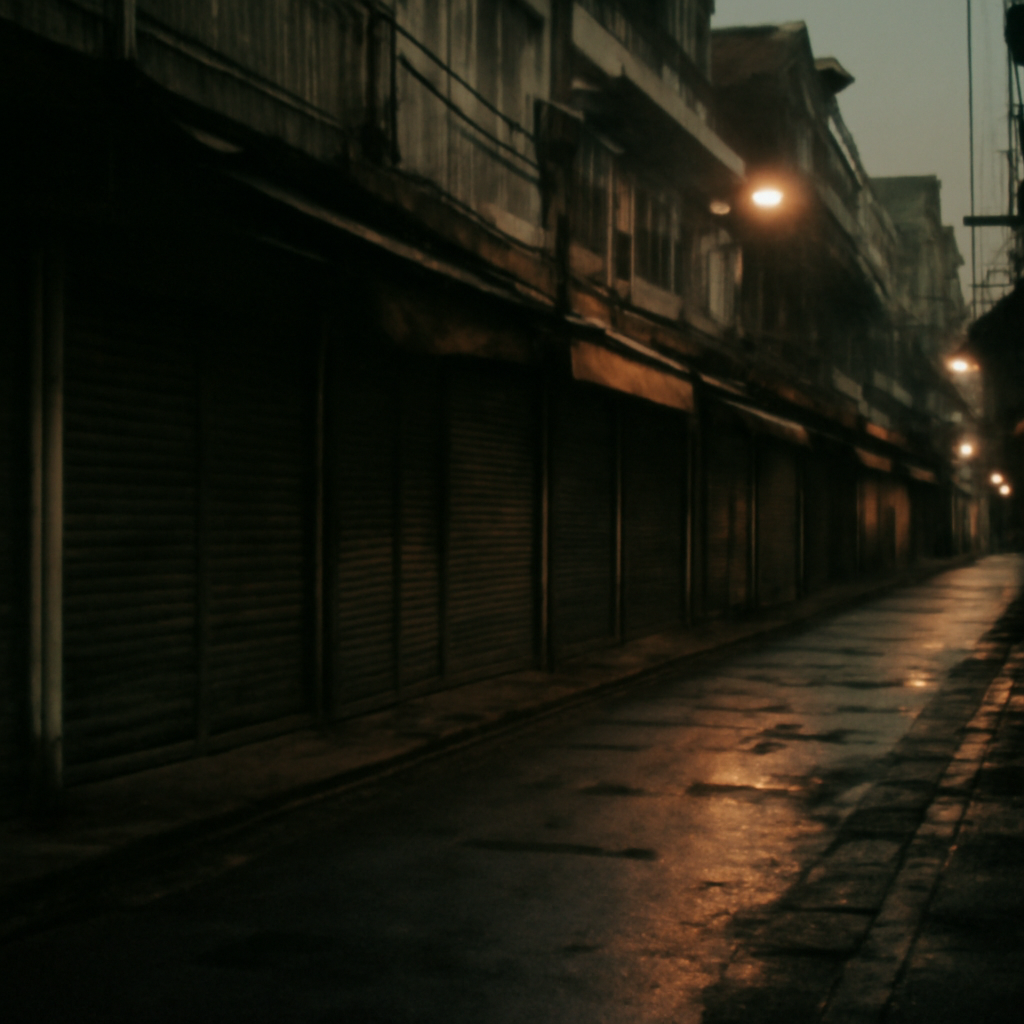 Grit and Glow Amid Dinso Road's Shuttered Shops and Fading Lights