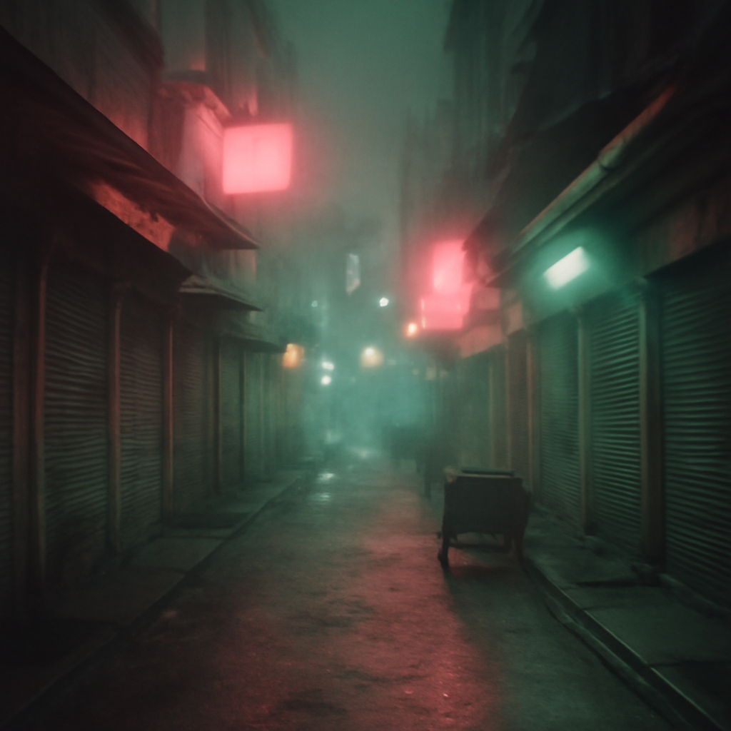 Pratunam's Misty Alleyway Feasts Under Neon Glow