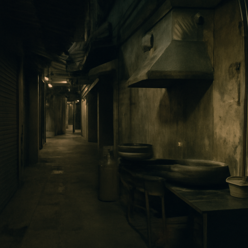 Sathon's Shadowy Back-Alley Kitchens at Midnight