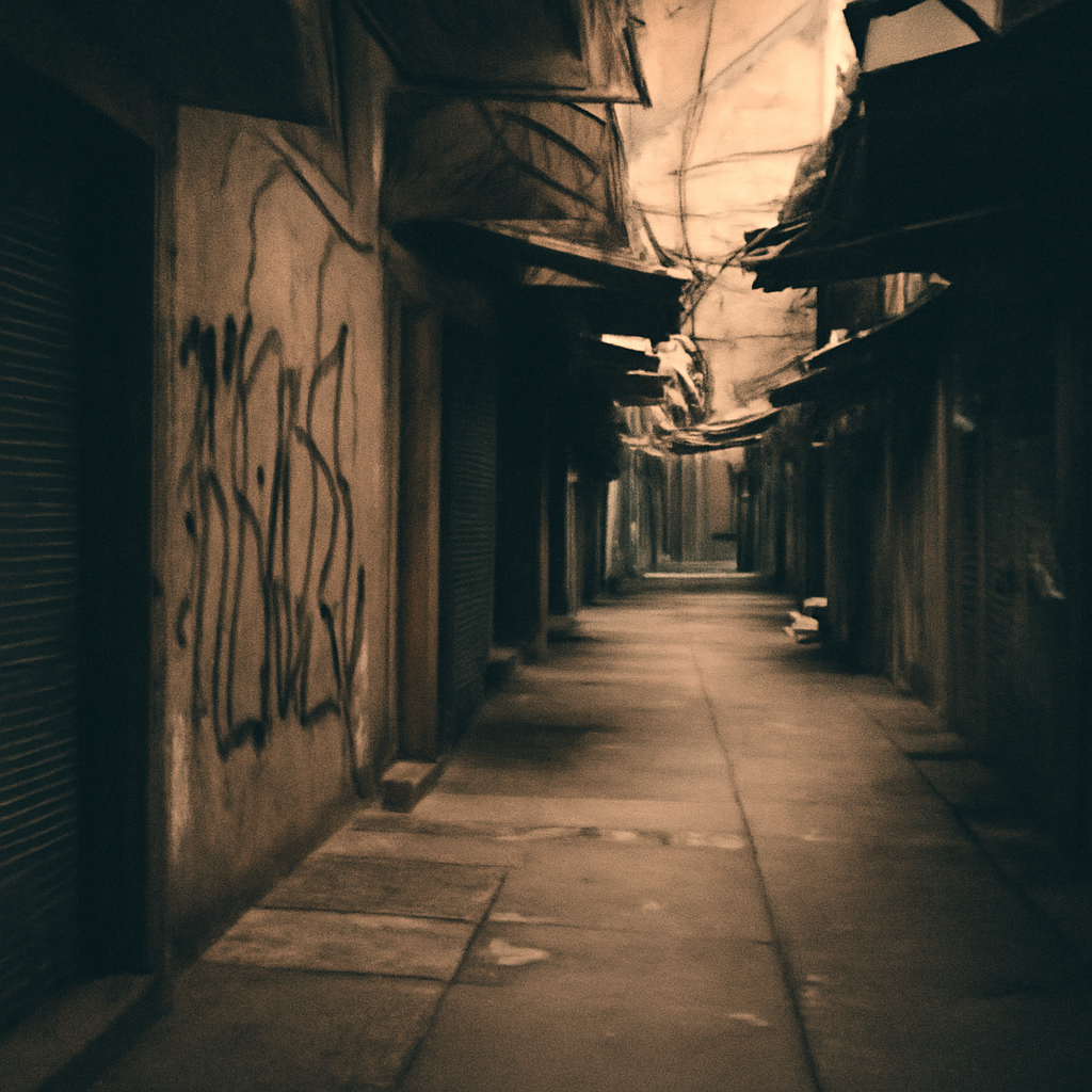 Whispering Graffiti in Pratunam's Shadowed Markets